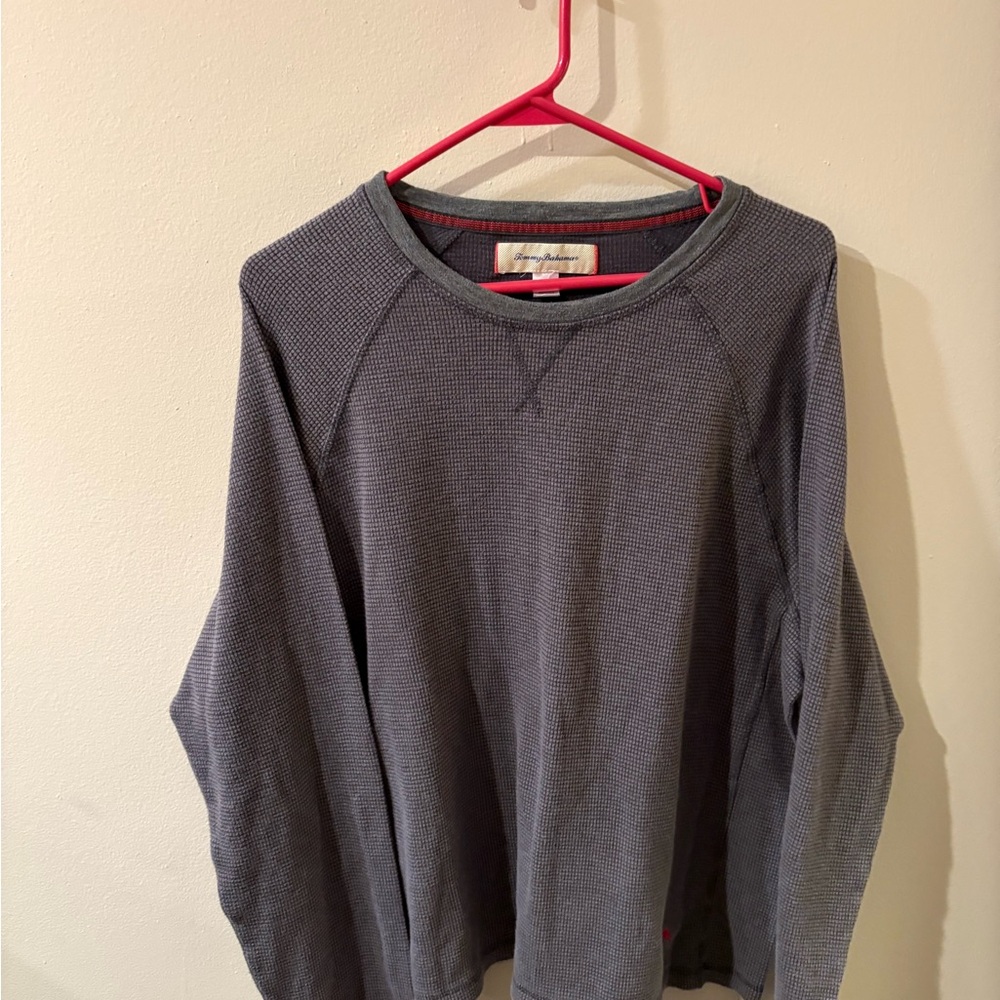 Tommy Bahama Charcoal Waffle Knit Long Sleeve